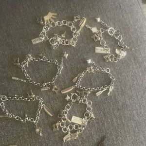 Set of 6/ hairstylists  chain bracelets silver